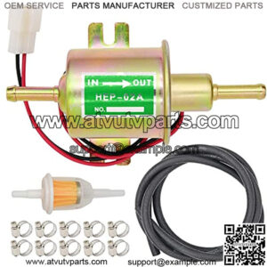 Universal Electric Fuel Pump Kit 12V (3-6PSI) inline Low Pressure Fuel Pump HEP-02A + 2 Meter/6.56-Foot 5/16" ID Fuel Line + 1/4 Inch & 5/16 Inch Fuel Filters + 10pcs 10-16mm Hose Clamp