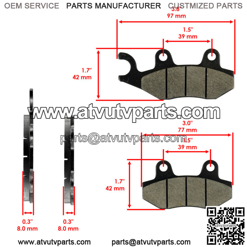 Front And Rear Brake Pads for Can-Am Commander 800R 2012-2017 - Image 3