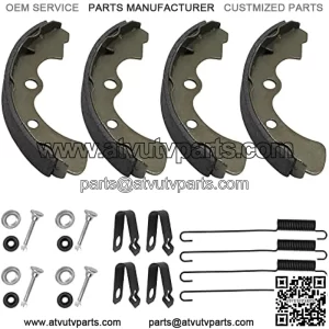 Front Brake Shoes Springs Pins Left&Right for Kawasaki Mule 3000 3010 3020 4000 4010 KAF620 KAF950 Diesel 2001-2021