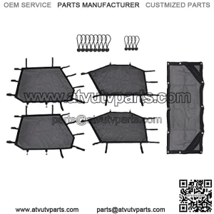 Windshied Sun Shade Net for Polaris Rear Side Protective Window Netting UTV 4 Seat Window Safety Net Rear Window Shade Cover for 2015-2019 UTV Polaris RZR 900/1000 4 Door(5Pcs/Set)