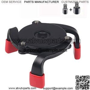 Universal Adjustable 3 Jaw Oil Filter Wrench Remover Tool for Removing Oil filters Range 2.4 inch from 3.8 inch in Diameter Include 1/2-3/8 and 1/4-3/8 Drive Adapter