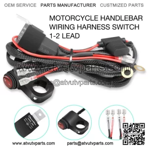 Motorcycle Driving Light 2-Lead Wiring Harness ON/OFF Handlebar Switch Kit ATV (For: More than one vehicle)