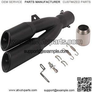 Universal 38-51mm Motorcycle Dual Outlet Exhaust Muffler Tail Pipe Tip Dirt Bike