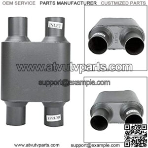 Exhaust Muffler 2.5" Exhaust Tip 2.5x2.5x13, 2.5 Inch Center Dual Offset Inlet/Outlet - 7 Oval Body Length Aluminized Steel