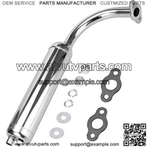 Chrome Exhaust Muffler Pipe and gasket nut kit for 2 stroke 49cc 60cc 66cc 80cc Engines Gas Motorized Bicycle Motor Bikes Silver