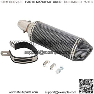 Universal 1.5-2" Inlet Slip On Exhaust Muffler With Removable DB Killer - Street Bike Motorcycle Scooter - Carbon Fiber Color