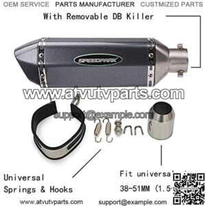 Exhaust Muffler Carbon Fiber 1.5-2"Inlet with Removable DB Killer for Street/Sport Motorcycles and Scooters with 38-51mm Diameter Exhaust Pipes