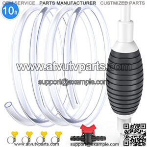 Electop 10 Feet High Flow Siphon Hand Pump, Manual Car Fuel Transfer Pump with Syphon Hose Tube Pipe/Control Valve/Hose Clamps for Lawn Mowers Gas Gasoline Petrol Oil Liquid Water Fish Tank