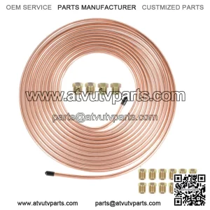 Iron Plating Copper Brake Line Tubing Kit 1/4 OD 25 Ft Coil Roll &Fittings