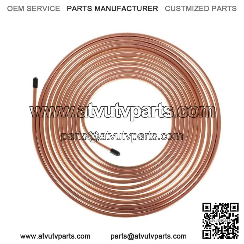 Iron Plating Copper Brake Line Tubing Kit 1/4 OD 25 Ft Coil Roll &Fittings - Image 2