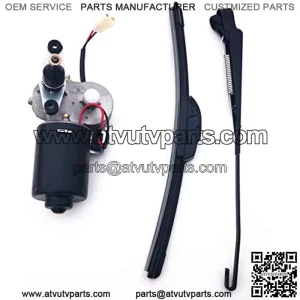 Universal 12V Electric UTV Windshield Wiper Motor Kit Fits Polaris Ranger RZR Kawasaki Honda Pioneer Golf Cart, 110 Degree Sweep Wiper Size: Arm: 13.7inch Blade:13.7inch
