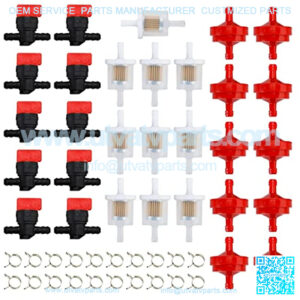 1/4" in Line Fuel Gas Filter Shut Cut Off Valve Clamp for 697947 AM36141 AM107340 Kawasaki 49019-7001 Toro 54-3150 1-603770 07-406