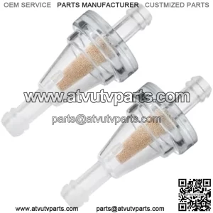 2 Pack Inline Fuel Filter, Small 90 Degree In Line Fuel Filters for 1/4 Fuel Line Gas Engine, Copper Core Transparent Clear Gasoline Cup Replacement, Compatible with Motorcycle Bike