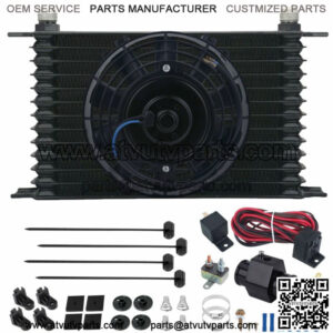 13 ROW 10AN TRANSMISSION OIL COOLER FAN 38MM IN-HOSE 180'F THERMOSTAT SWITCH KIT