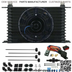 13 ROW ENGINE TRANSMISSION OIL COOLER ELECTRIC FAN 10AN IN-LINE 180'F SWITCH KIT