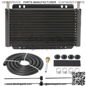 15 ROW BLACK ALUMINUM AUTOMOTIVE CAR TRUCK ENGINE TRANSMISSION OIL COOLER KIT