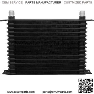 15 ROW BLACK ALUMINUM ENGINE TRANSMISSION OIL COOLER 6AN HOSE END FITTINGS KIT