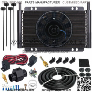 15 ROW TRANSMISSION OIL COOLER 6" ELECTRIC FAN 38MM IN-HOSE GROUNDING SWITCH KIT
