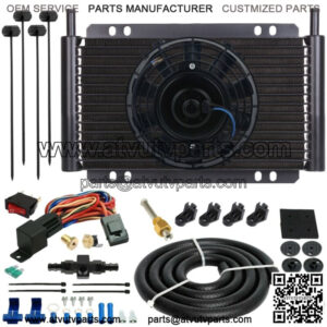 15 ROW TRANS-MISSION OIL COOLER FAN 6AN HOSE LINE THERMO TEMP-ERATURE SWITCH KIT