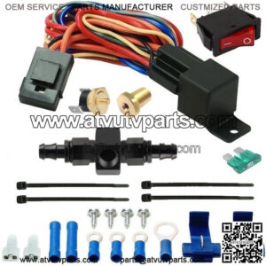 180F TRANSMISSION OIL COOLER FAN THERMOSTAT SWITCH KIT 10AN IN-LINE HOSE ADAPTER