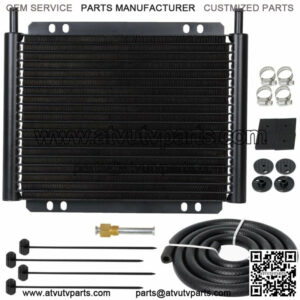 23 ROW BLACK ALUMINUM HEAVY DUTY AUTO TRANSMISSION OIL COOLER 3/8" INCH HOSE KIT