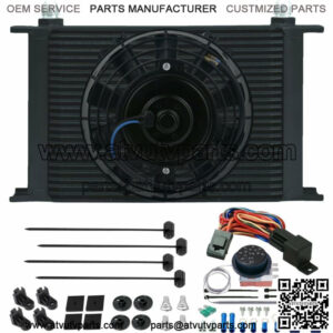 25 ROW 10AN TRANSMISSION OIL COOLER 6" ELECTRIC FAN ADJUSTABLE SWITCH WIRING KIT