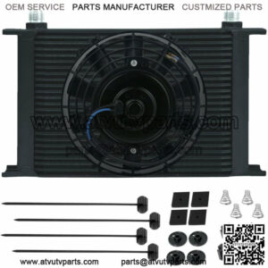 25 ROW ALUMINUM ENGINE TRANSMISSION OIL COOLER 8AN HOSE 6 INCH ELECTRIC FAN KIT