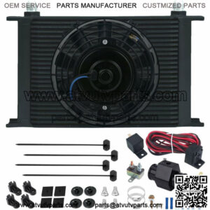 25 ROW ENGINE TRANSMISSION FLUID OIL COOLER FAN 38MM IN-HOSE 180F THERMOSTAT KIT