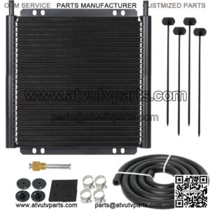30 ROW BLACK ALUMINUM ENGINE TRANSMISSION OIL COOLER 3/8" HOSE TRUCK TOWING KIT