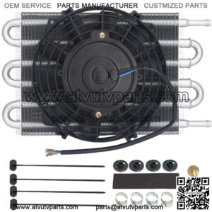 6 ROW ALUMINUM ENGINE TRANSMISSION COOLER 6" ELECTRIC FAN LIGHT DUTY TOWING KIT