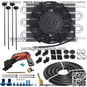 6 ROW AN6 TRANSMISSION OIL COOLER ELECTRIC FAN 180'F FIN PROBE THERMO SWITCH KIT