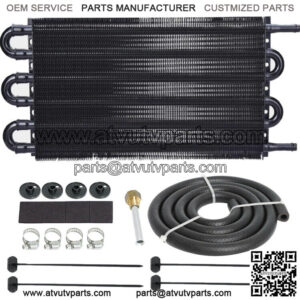 6 ROW PASS 3/8 INCH HOSE OUTLET ALUMINUM ENGINE AUTO TRANSMISSION OIL COOLER KIT