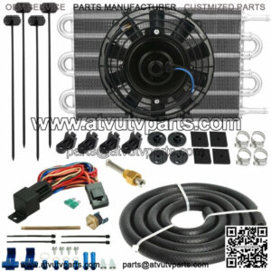 6 ROW TRANSMISSION COOLER ELECTRIC FAN PUSH-IN PROBE 180F THERMO-STAT SWITCH KIT