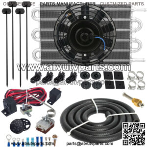 6 ROW TRANSMISSION OIL COOLER ELECTRIC FAN ADJUSTABLE THERMOSTAT CONTROLLER KIT
