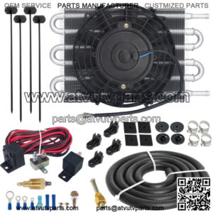 6 ROW TRANSMISSION OIL COOLER FAN 3/8" NPT 180F GROUNDING TEMP SWITCH WIRING KIT