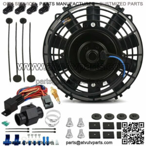 6" INCH ELECTRIC OIL COOLER FAN 1.5" HOSE LINE GROUNDING TEMP-ERATURE SWITCH KIT