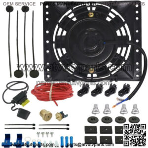 6-7 INCH ELECTRIC TRANS OIL COOLER FAN 3/8" NPT 180'F THERMOSTAT TEMP SWITCH KIT