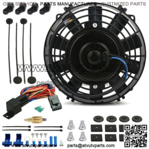 6-7 INCH ELECTRIC TRANS OIL COOLER FAN 3/8" NPT GROUND THERMOSTAT SWITCH HARNESS