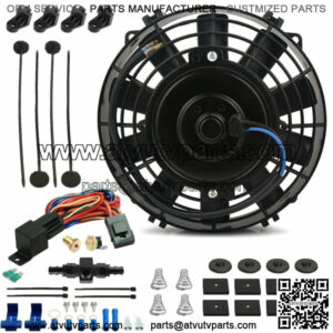 6-7" INCH ELECTRIC ENGINE OIL COOLER FAN 6AN HOSE FITTING THERMOSTAT SWITCH KIT