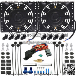 DUAL 6" INCH ELECTRIC OIL COOLER FAN GROUNDING 180F THERMOSTAT SWITCH WIRING KIT