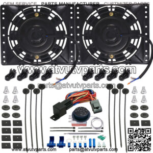 DUAL 6-7 INCH TRANS OIL COOLER ELECTRIC FAN ADJUSTABLE THERMOSTAT CONTROL SWITCH