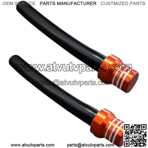 2 PCS Breather Hose Gas Fuel Tank Cap, CNC One Way Tank Valve Vent Tube with Aluminum Breather Valve, Universal for ATV Quad CRF YZF RMZ KLX DRZ Pit Dirt Bike Motorcycle (Orange)