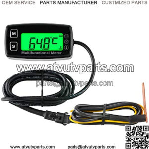 Engine Temp Gauge Meter, Hour Meter and Tachometer, Battery Replaceable for Garden Tractor Generator Chainsaw Outboard Marine ATV Jetski Motorcycle Snowmobile Compressor.