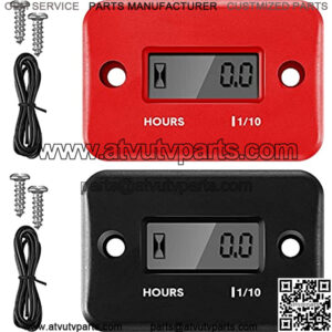 2 Pieces Inductive Hour Meter for Gas Engine Lawn Mower Dirt Bike Motorcycle Motocross Snowmobile Karting Marine ATV Boat Outboard Motor Generator Waterproof Hour Meters (Black, Red)