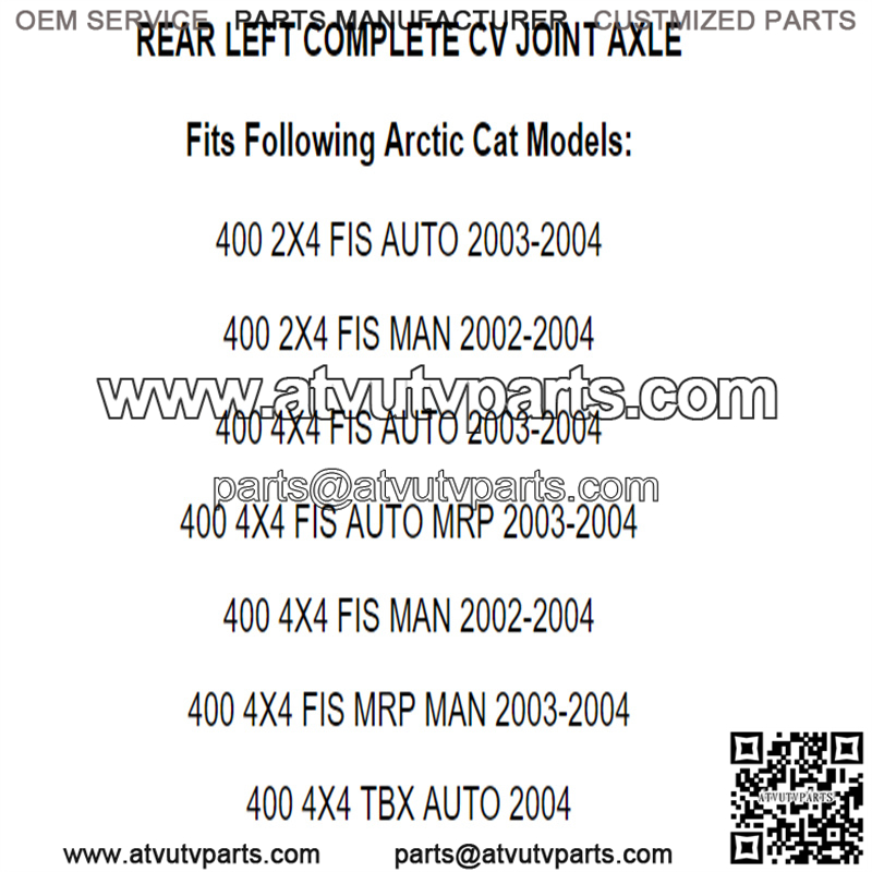 Rear Left Complete CV Joint Axle for Arctic Cat 400 2X4 4X4 2002 2003 2004 - Image 2