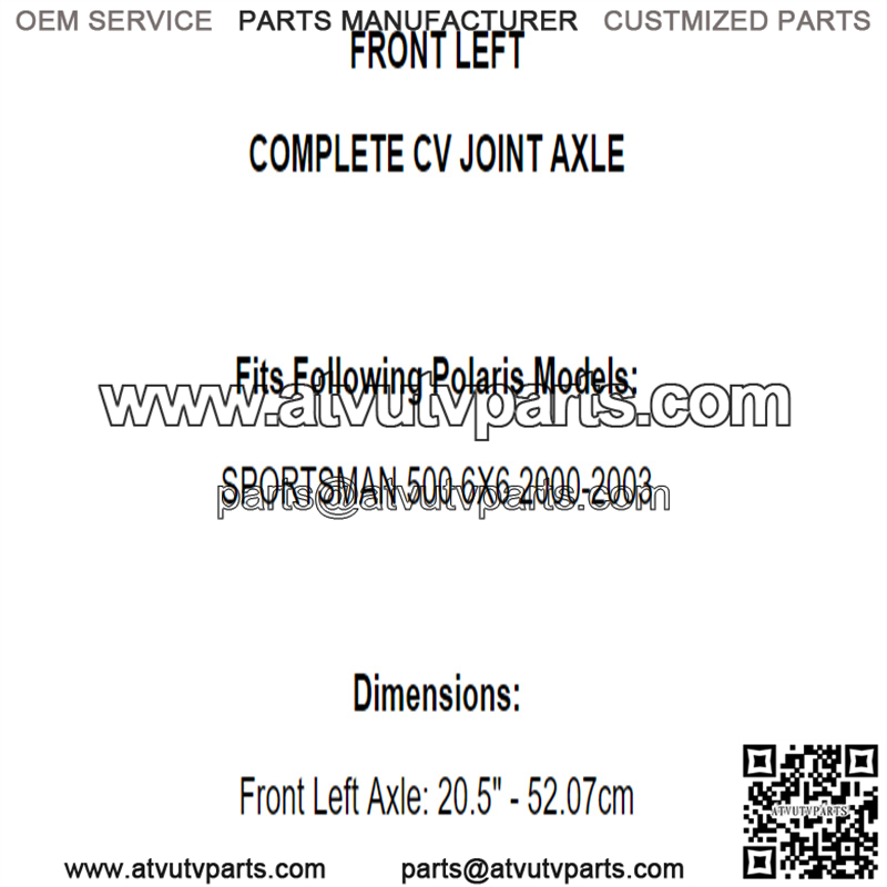 Front Left CV Joint Axle for Polaris Sportsman 500 6X6 2000 2001 2002 2003 - Image 4