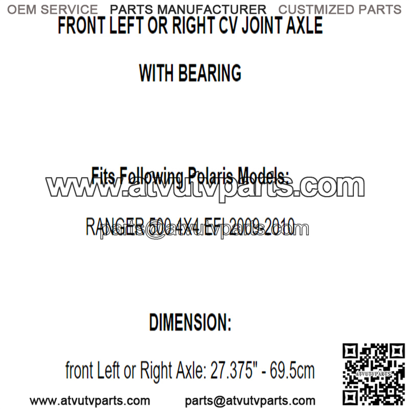 Front Left Right CV Joint Axle Bearing for Polaris Ranger 500 4X4 EFI 2009 2010 - Image 2