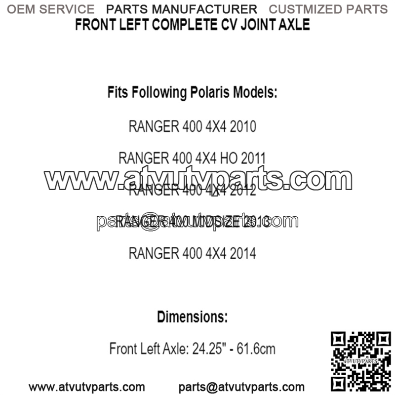 Front Left Complete CV Joint Axle for Polaris Ranger 400 4X4 2010-2014 - Image 5