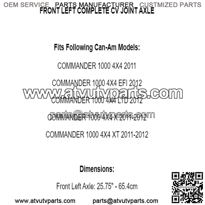Front Left Complete CV Joint Axle for Can-Am Commander 1000 4X4 2011 2012 - Image 2
