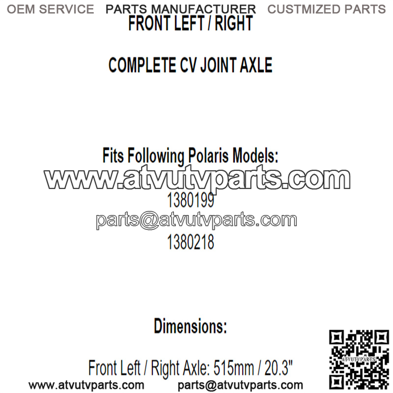 Front Left / Right Complete CV Joint Axle for Polaris 1380199, 1380218 - Image 5